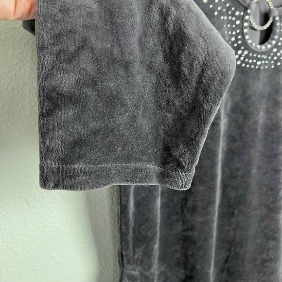 Quacker Factory XL Gray‎ Velour Bling Embellished Keyhole Long Sleeve Tunic - Picture 5 of 8